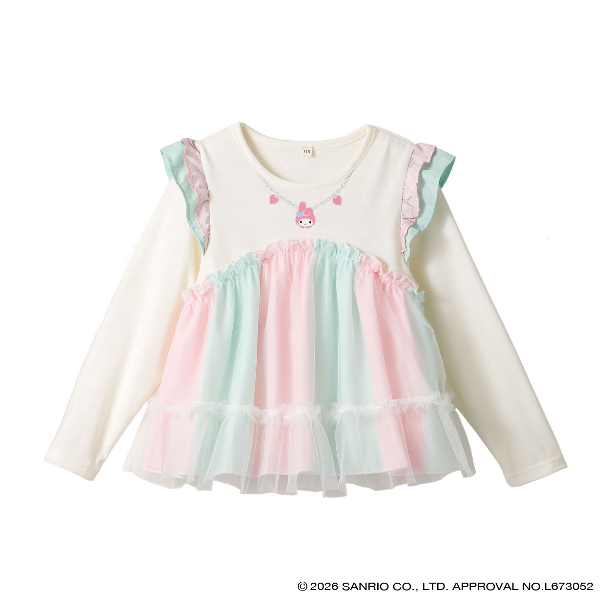 サンリオキャラクターズ×karamell KAKA 配色チュールTシャツ キッズ 女の子 （110～130cm）(ピンク-130cm)