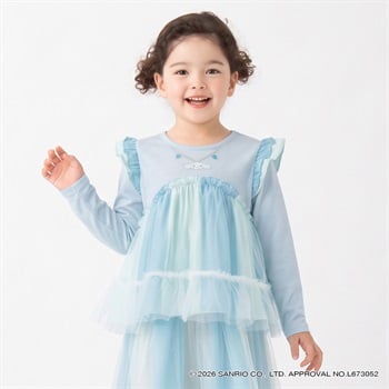 サンリオキャラクターズ×karamell KAKA 配色チュールTシャツ キッズ 女の子 （110～130cm）(サックス-110cm)