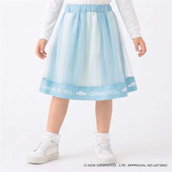 サンリオキャラクターズ×karamell KAKA 配色チュールスカート キッズ 女の子 （110～130cm）(サックス-110cm)
