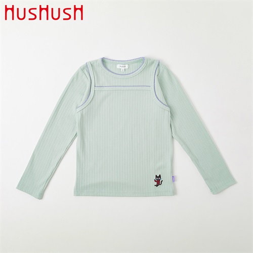 HusHusH(ハッシュアッシュ) キャミレイヤーテレコ長袖Tシャツ 女の子 100cm-130cm(サックス-100cm)