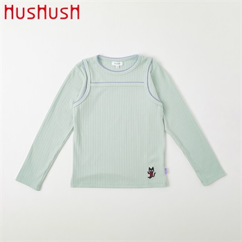 HusHusH(ハッシュアッシュ) キャミレイヤーテレコ長袖Tシャツ 女の子 100cm-130cm(サックス-100cm)