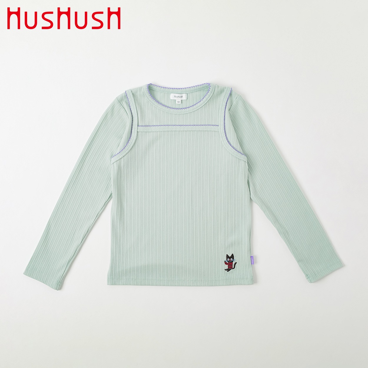 HusHusH(ハッシュアッシュ) キャミレイヤーテレコ長袖Tシャツ 女の子 100cm-130cm(サックス-110cm)