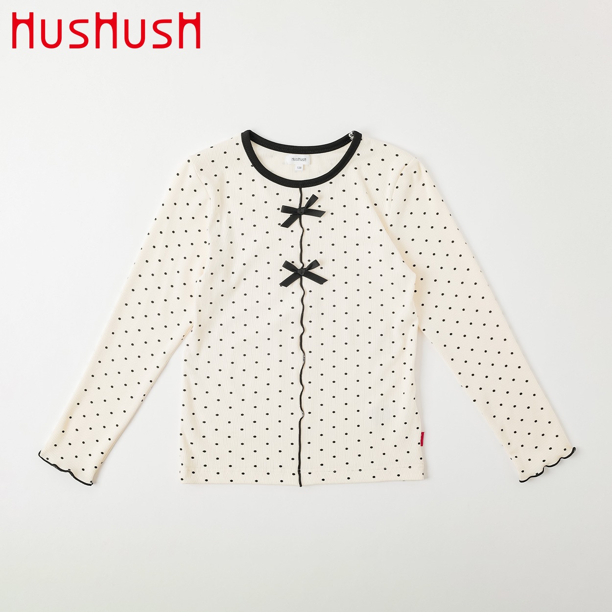 HusHusH(ハッシュアッシュ) リボン長袖Tシャツ 女の子 100cm-130cm(ホワイト-110cm)