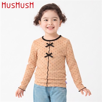 HusHusH(ハッシュアッシュ) リボン長袖Tシャツ 女の子 100cm-130cm(ブラウン-100cm)