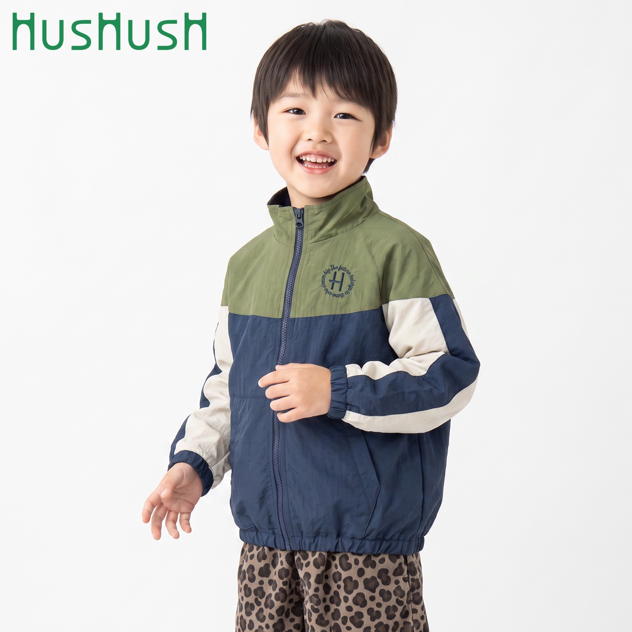 HusHusH(ハッシュアッシュ) 配色ナイロンブルゾン 男の子 100cm-130cm(ネイビー-120cm)