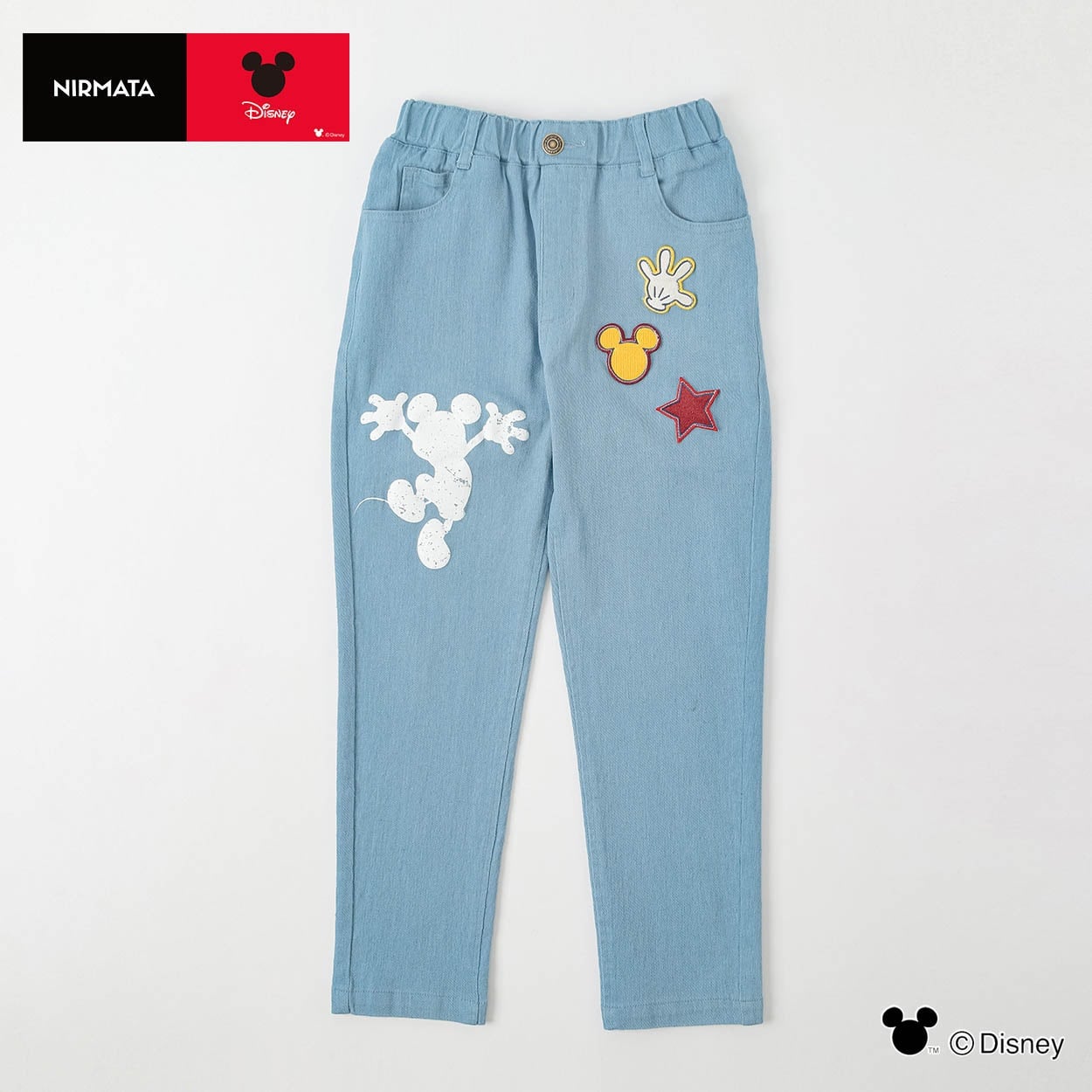 【NIRMATA】DISNEY デニムパンツ キッズ 男の子 女の子 110cm-130cm(サックス-110cm)