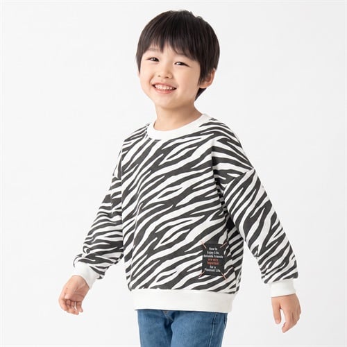 裏毛ゼブラ柄エンボストレーナー キッズ 男の子 100cm-130cm