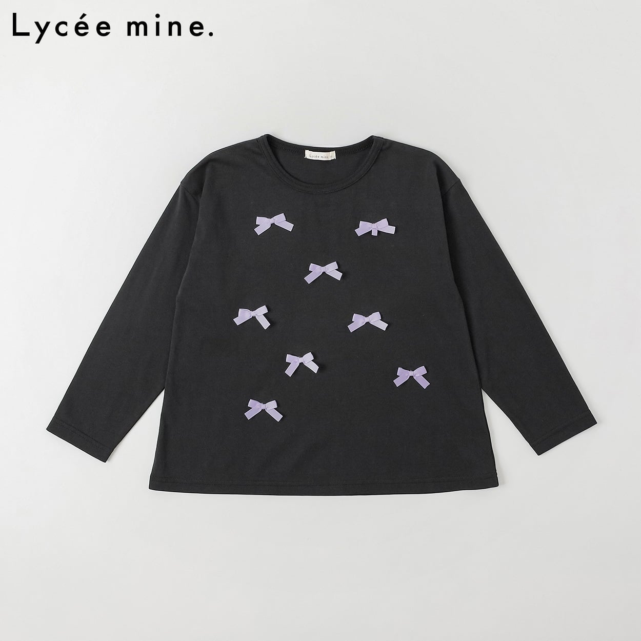 Lycee mine.(リセマイン) リボンAライン長袖Tシャツ キッズ 女の子 110cm-130cm(ブラック-120cm)