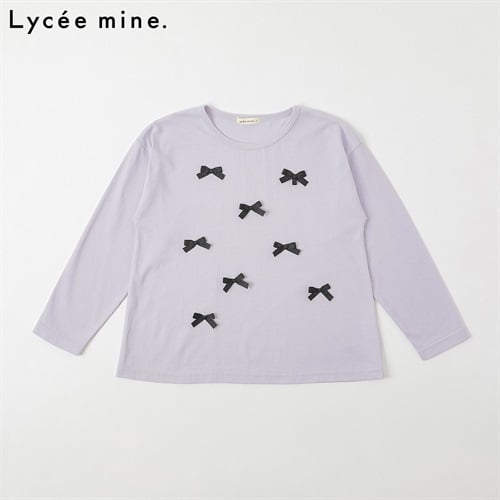 Lycee mine.(リセマイン) リボンAライン長袖Tシャツ キッズ 女の子 110cm-130cm(ラベンダー-110cm)