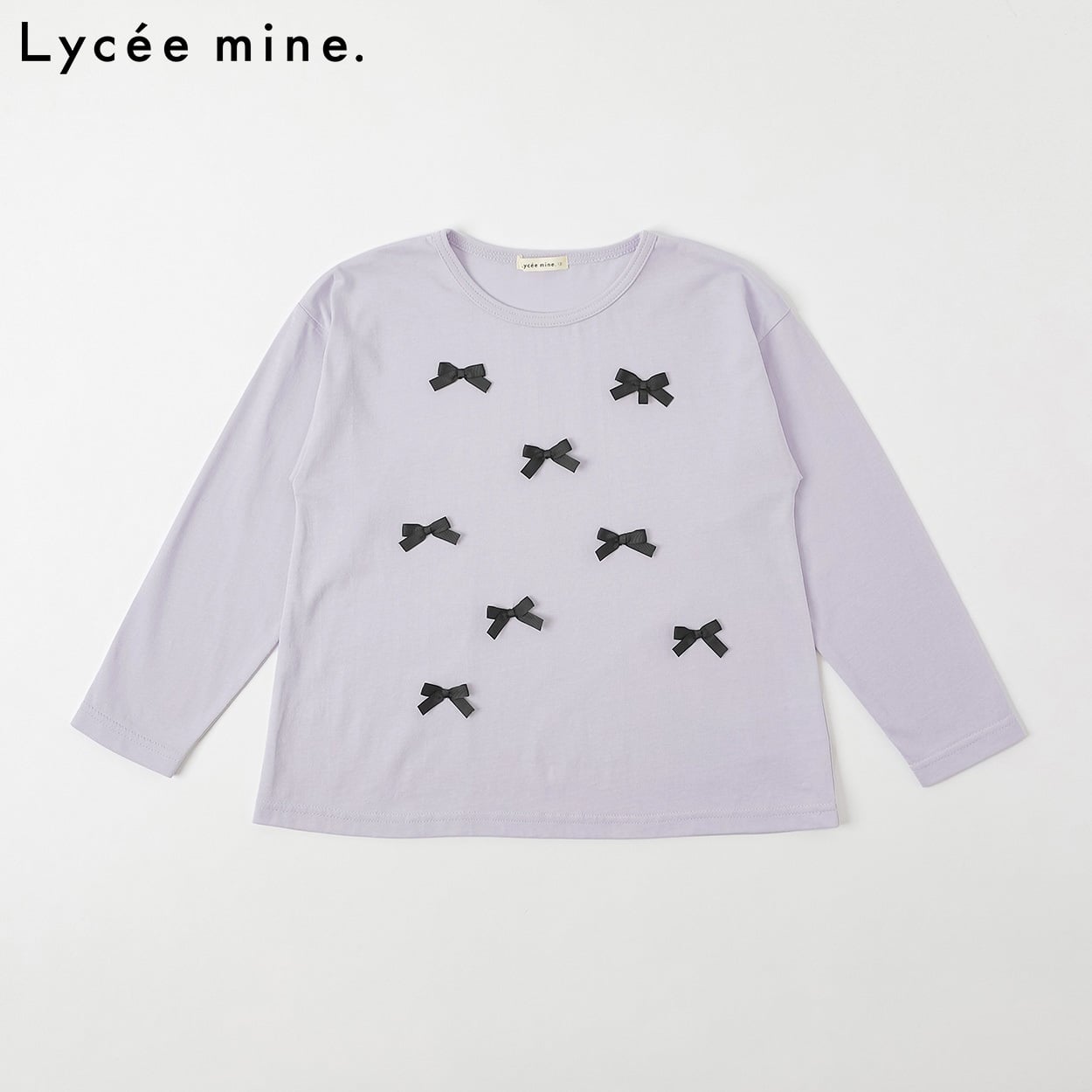 Lycee mine.(リセマイン) リボンAライン長袖Tシャツ キッズ 女の子 110cm-130cm(ラベンダー-110cm)