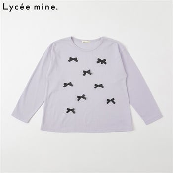 Lycee mine.(リセマイン) リボンAライン長袖Tシャツ キッズ 女の子 110cm-130cm(ラベンダー-110cm)