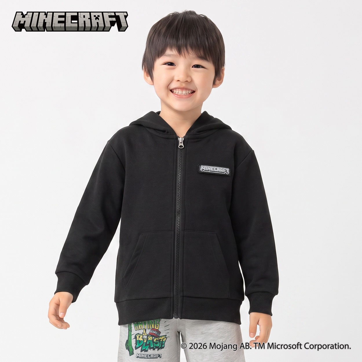 マインクラフト ナリキリジップパーカー キッズ 男の子 （110～130cm）(ブラック-120cm)