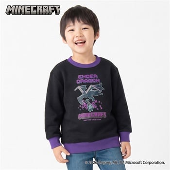 マインクラフト リブハイショクトレーナー キッズ 男の子 （110～130cm）(ブラック-110cm)