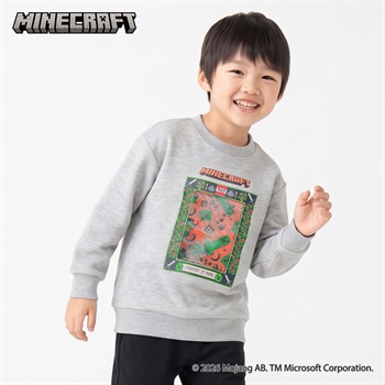 マインクラフト レンチキュラートレーナー キッズ 男の子 （110～130cm）(ライトグレー-110cm)