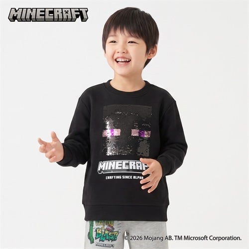 マインクラフト スパンコールトレーナー キッズ 男の子 （110～130cm）(ブラック-110cm)