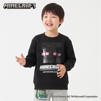 マインクラフト スパンコールトレーナー キッズ 男の子 （110～130cm）(ブラック-110cm)