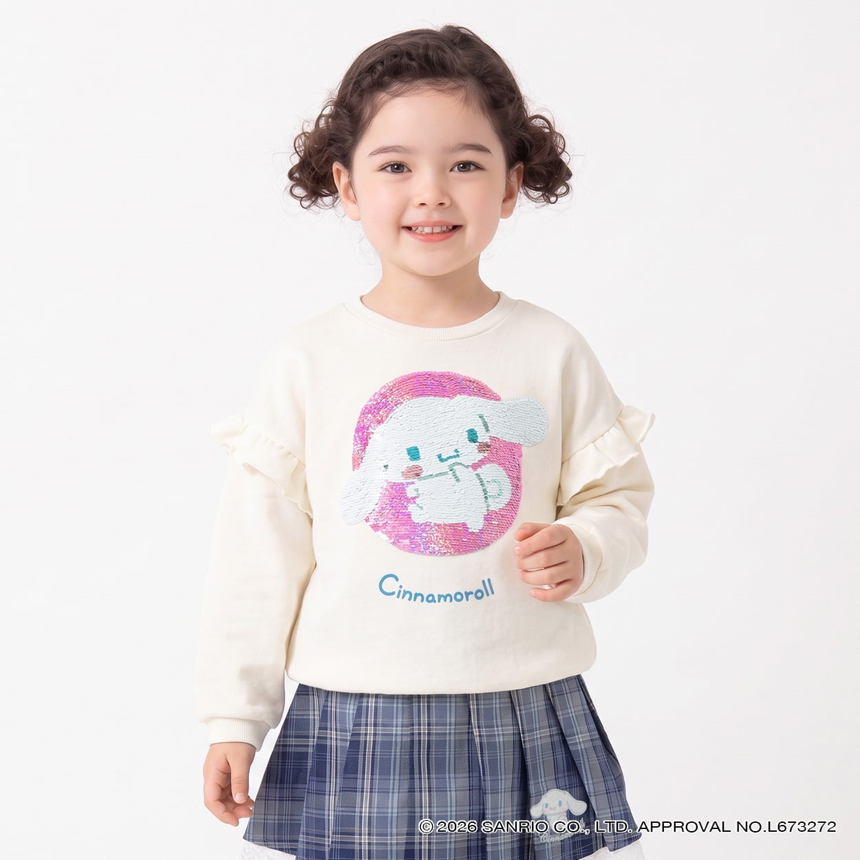 シナモロール スパンコールトレーナー キッズ 女の子 110cm-130cm(アイボリー-120cm)
