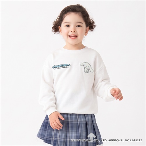 シナモロール サガラ刺しゅうトレーナー キッズ 女の子 110cm-130cm