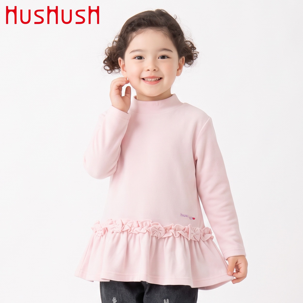 HusHusH(ハッシュアッシュ) ヘプラムトップス キッズ 女の子 100cm-130cm(ピンク-130cm)