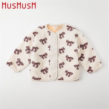 HusHusH(ハッシュアッシュ) ボアジャガードジャケット キッズ 女の子 100cm-130cm(アイボリー-100cm)