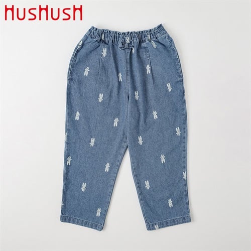 HusHusH(ハッシュアッシュ) ダモンヌ抜染デニムパンツ キッズ 女の子 100cm-130cm(ネイビー-100cm)