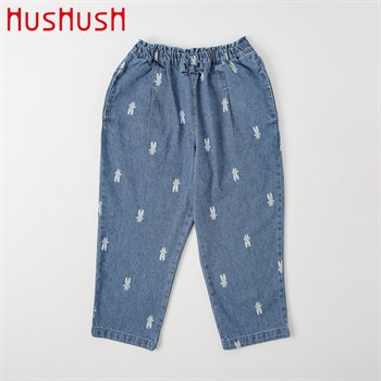 HusHusH(ハッシュアッシュ) ダモンヌ抜染デニムパンツ キッズ 女の子 100cm-130cm(ネイビー-100cm)