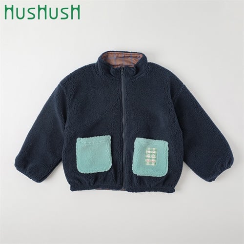 HusHusH(ハッシュアッシュ) ボアリバーシブルジャケット キッズ 男の子 100cm-130cm(ネイビー-100cm)