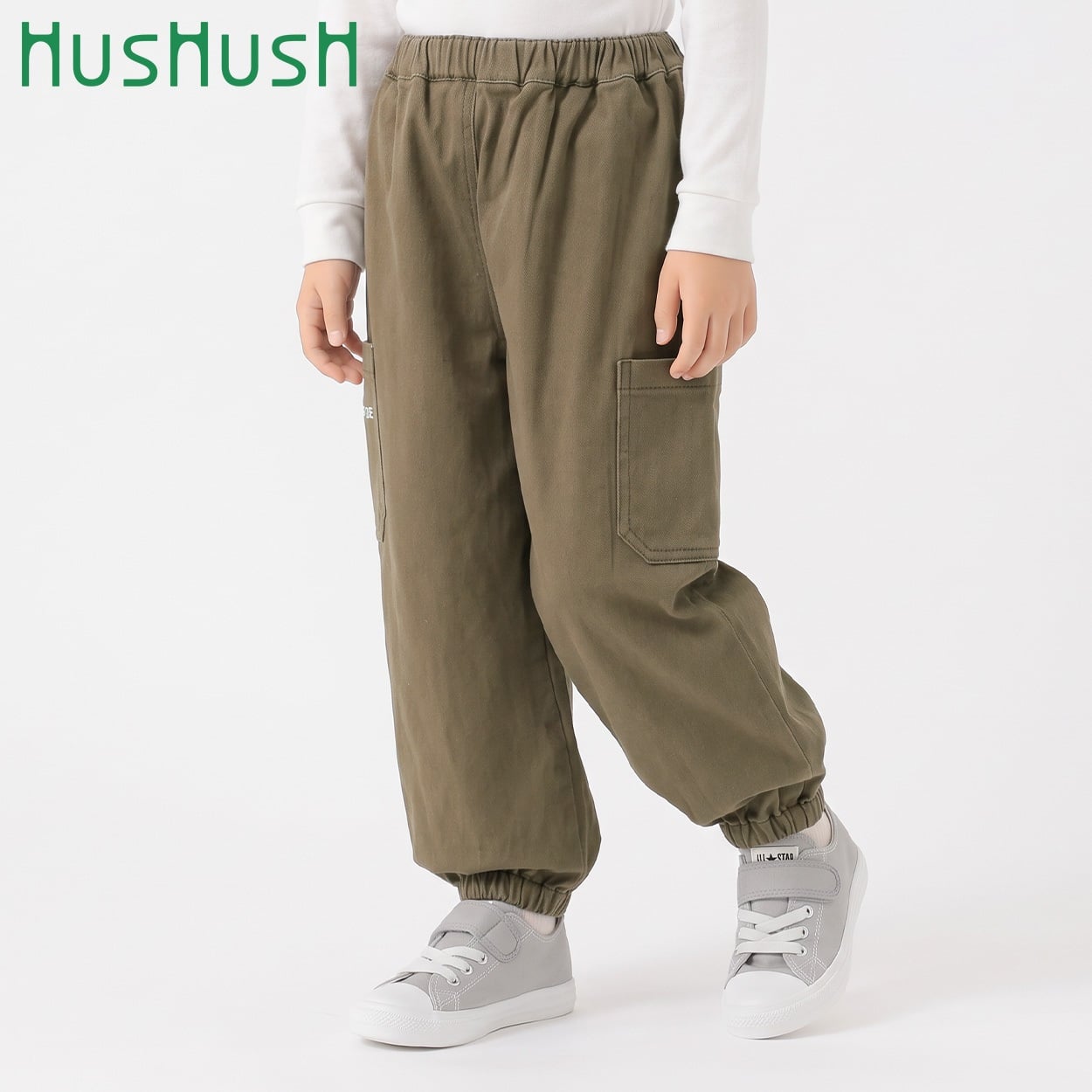 HusHusH(ハッシュアッシュ) カーゴジョガー キッズ 男の子 100cm-130cm(カーキ-100cm)