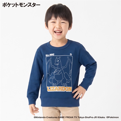 ポケットモンスター裏毛トレーナー キッズ 男の子 110cm-130cm(ネイビー-110cm)