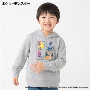 ポケットモンスター裏毛パーカー キッズ 男の子 110cm-130cm(グレー-110cm)