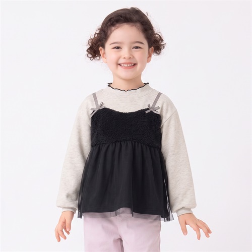 裏起毛ボアビスチェ風チュニック キッズ 女の子 100cm-130cm