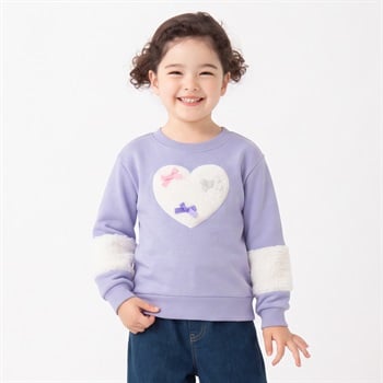 ハートボアトレーナー キッズ 女の子 110cm-130cm(ライトパープル-110cm)