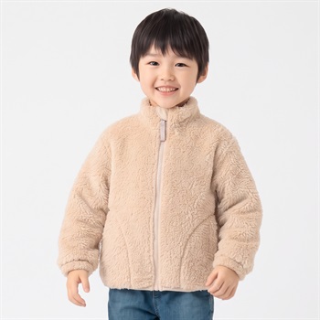 フリースフルジップジャケット キッズ 男の子 110cm-130cm(ベージュ-110cm)