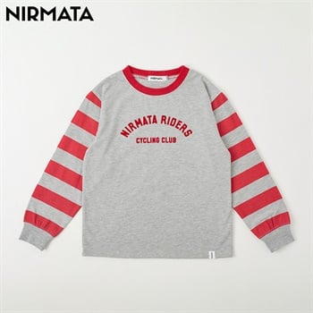 NIRMATA(ニルマータ) ボーダーロングTシャツ キッズ 男の子 女の子 110cm-130cm(グレー-110cm)