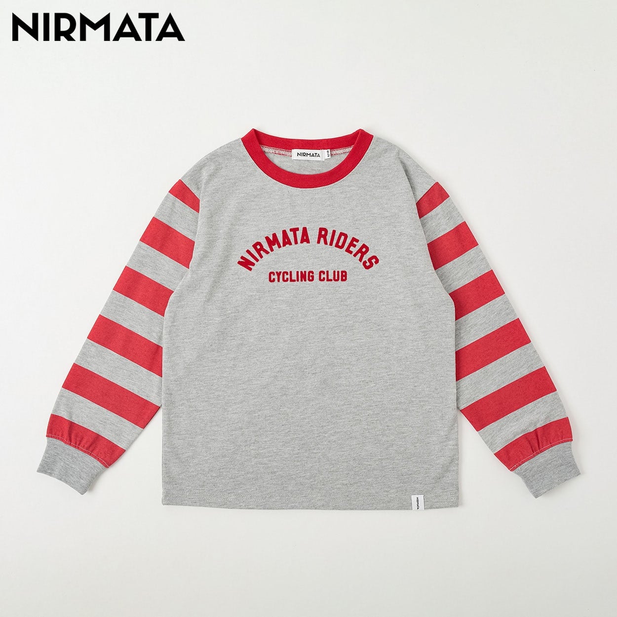 NIRMATA(ニルマータ) ボーダーロングTシャツ キッズ 男の子 女の子 110cm-130cm(グレー-130cm)