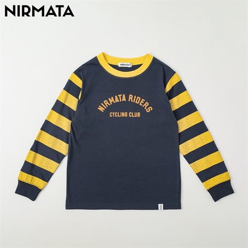 NIRMATA(ニルマータ) ボーダーロングTシャツ キッズ 男の子 女の子 110cm-130cm(ネイビー-110cm)