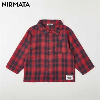 NIRMATA(ニルマータ) オンプレチェックシャツ キッズ 男の子 女の子 110cm-130cm(レッド-110cm)