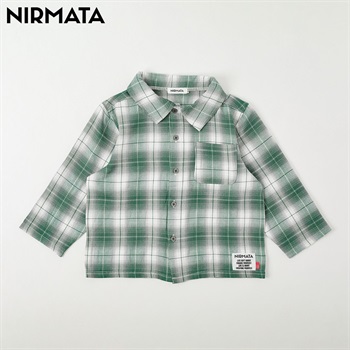 NIRMATA(ニルマータ) オンプレチェックシャツ キッズ 男の子 女の子 110cm-130cm(グリーン-110cm)