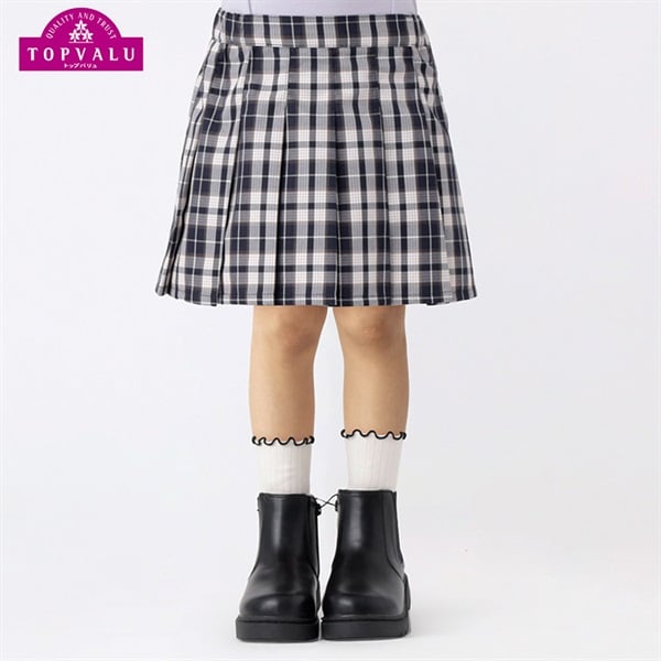 インナーパンツ付きチェックプリーツスカート 女の子 トップバリュ