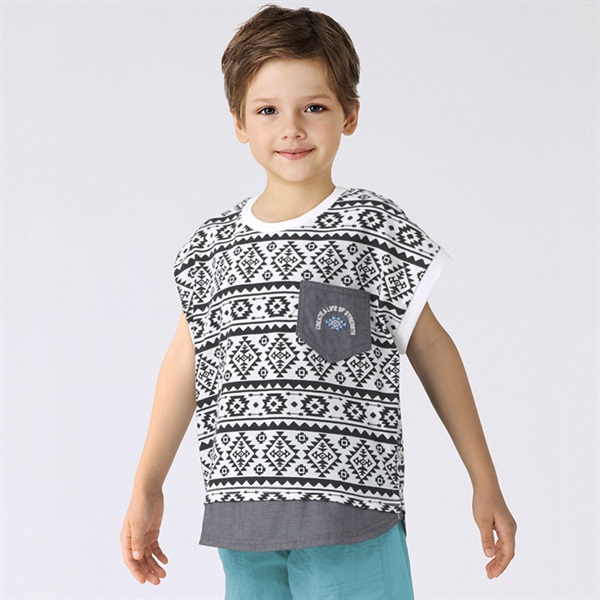 ドライ天竺オルテガ総柄Tシャツ 男の子 キッズ 110cm-130cm