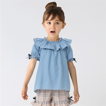 PIAMON(ピアモン) デニムブラウス 女の子 キッズ 110cm-130cm(サックス-120cm)