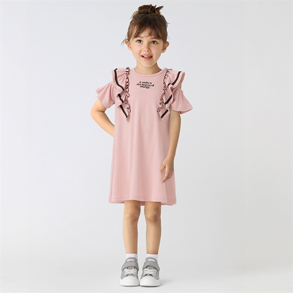 PIAMON(ピアモン) 半袖肩フリルワンピース 女の子 キッズ 110cm