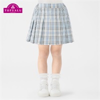 インパンツ付きチェックプリーツスカート 女の子 トップバリュ キッズ 100cm-130cm(サックス系チェック-100cm)