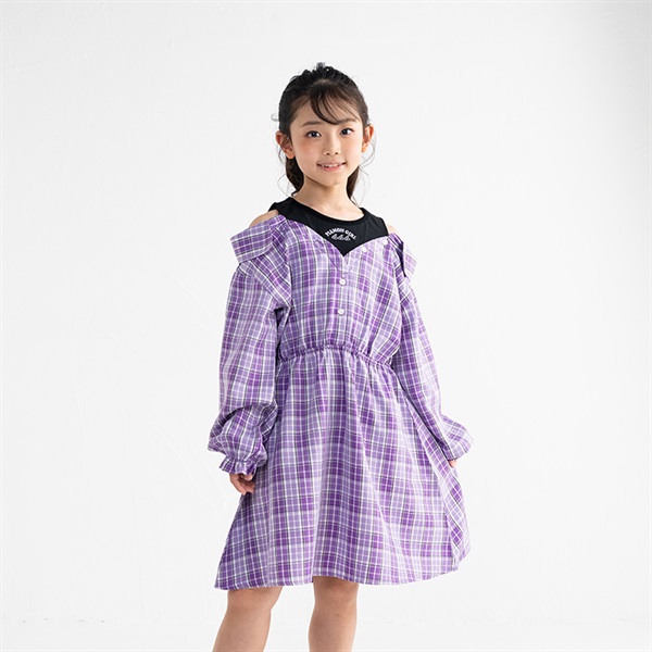 PIAMON(ピアモン) レイヤードチェックワンピース 女の子 キッズ