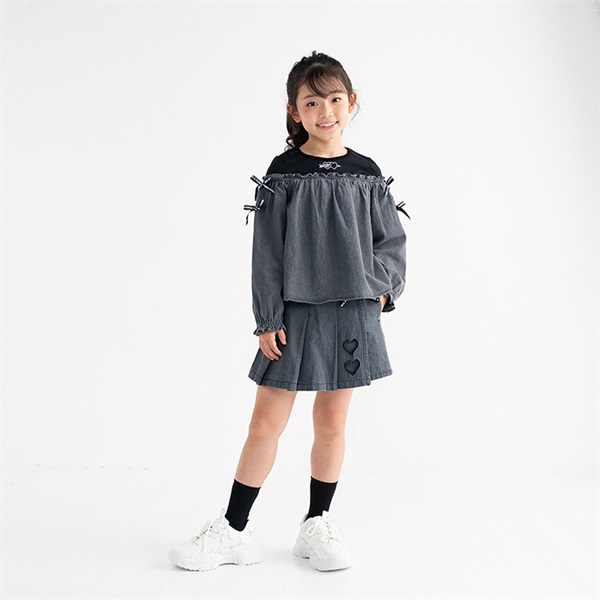 PIAMON(ピアモン) デニムプリーツショートパンツ 女の子 キッズ 110cm