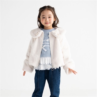 PIAMON(ピアモン) セーラー衿ボアジャケット 女の子 キッズ 110cm