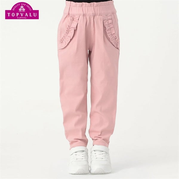 フリルシェフパンツ 女の子 トップバリュ キッズ 110cm-130cm(ピンク-130cm)
