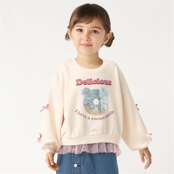 CVC裏毛 クマスパンコールトレーナー 女の子 キッズ 100cm-130cm