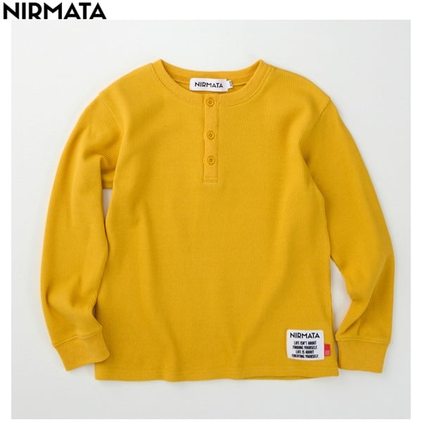 NIRMATA(ニルマータ) 長袖ヘンリーネックＴシャツ 男の子 女の子 キッズ 110cm-130cm(イエロー-130cm)