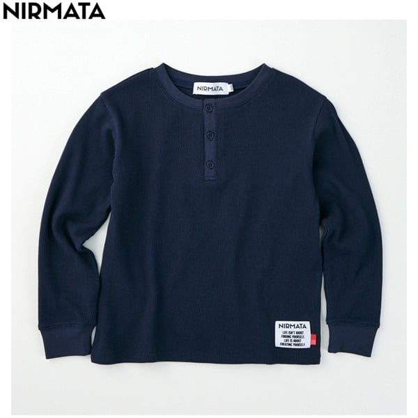 NIRMATA(ニルマータ) 長袖ヘンリーネックＴシャツ 男の子 女の子 キッズ 110cm-130cm(ネイビー-120cm)